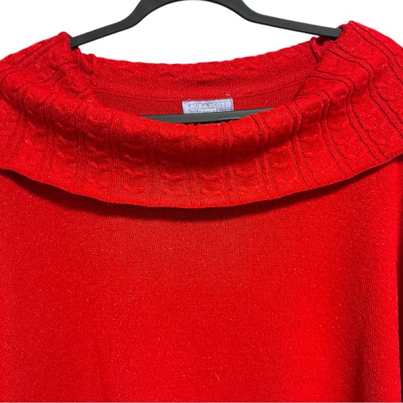 Laura Scott Red Shimmer Cowl Neck Knit Sweater Size 3XL - Picture 8 of 13